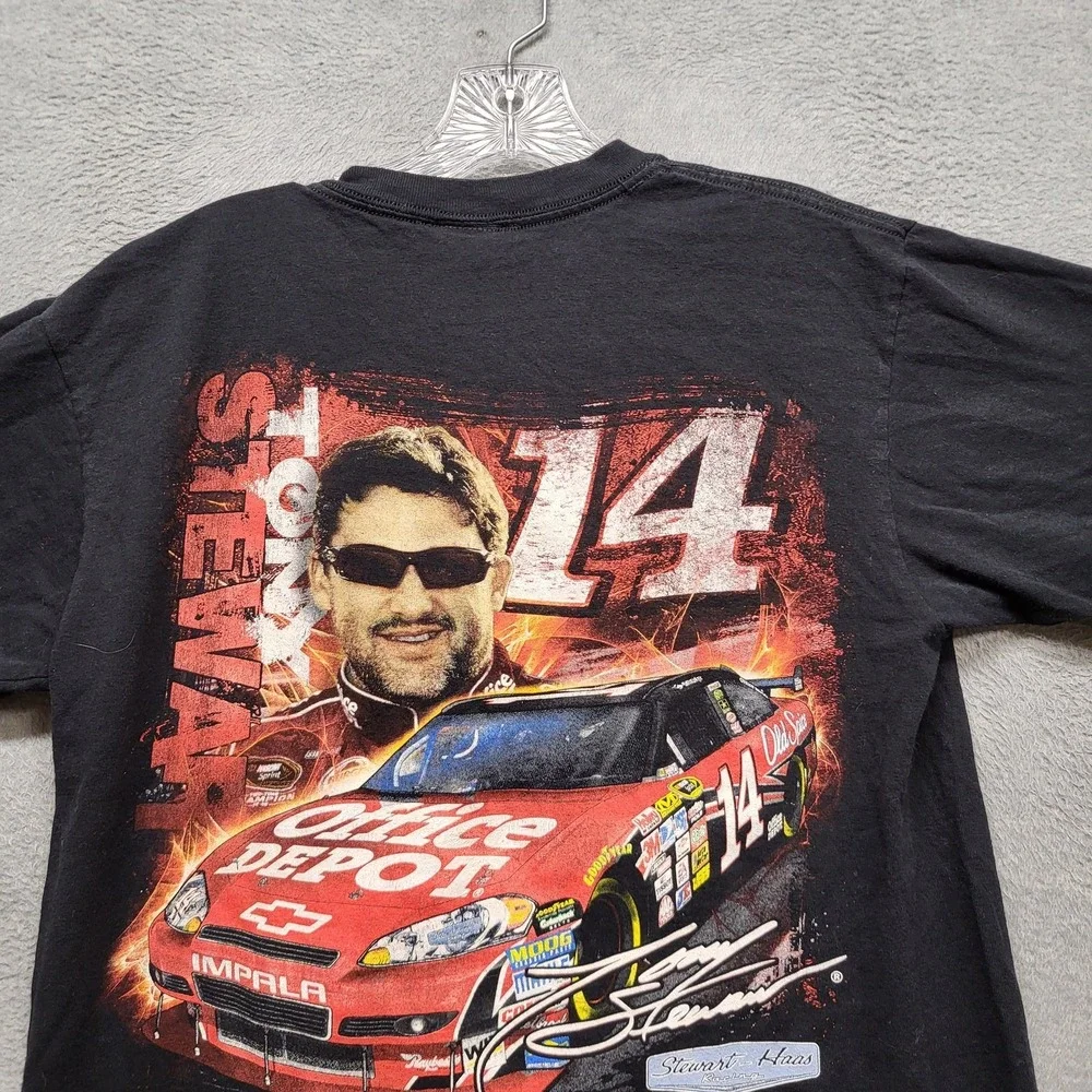 VINTAGE Tony Stewart Men Shirt‎ M Black Graphic Chase Authentics Race Car